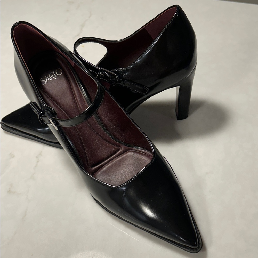 Sarto Black Mary Jane Heels - Picture 7 of 8